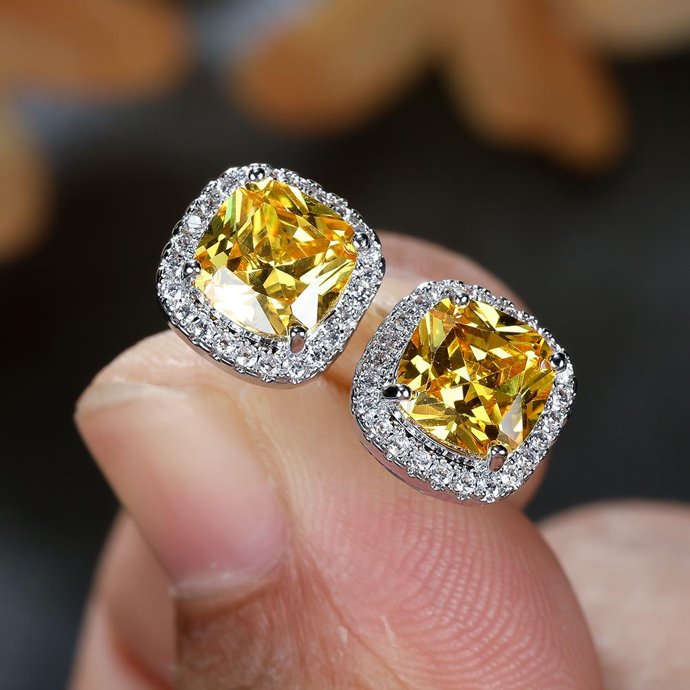 Exquisite square zircon stud earrings, wedding party decoration, ladies gift
