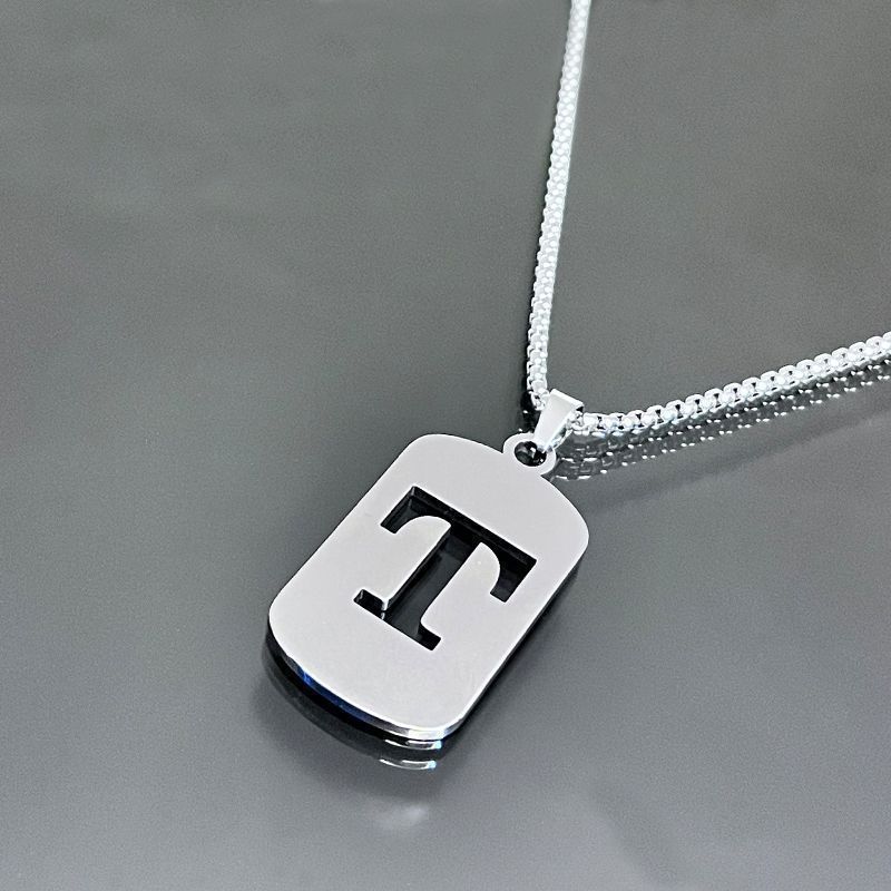 1 piece initial pendant necklace, 201 stainless steel, hollow design, non-fading, stylish punk street hip-hop accessories, unisex sweater chain