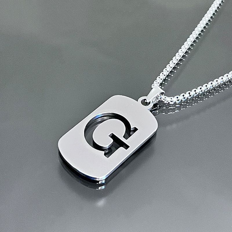 1 piece initial pendant necklace, 201 stainless steel, hollow design, non-fading, stylish punk street hip-hop accessories, unisex sweater chain