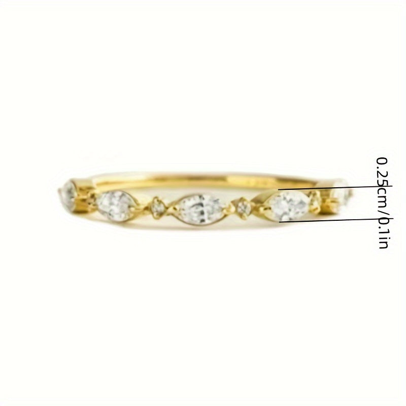 1 Elegant Ladies Eternal Ring, Simple Claw Set Cubic Zirconia Slim Stacked Ring, Versatile Jewelry, Suitable for Daily and Casual Party Outfits, Minimalist Style