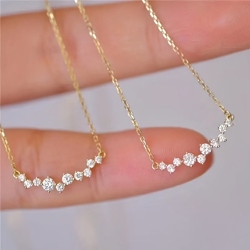 Elegant Ladies Cubic Zirconia Pendant Necklace - Perfect for Weddings and Engagements, April Birthstones, Copper Synthetic Gemstones