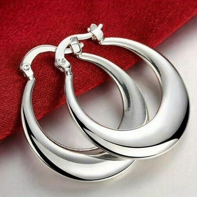Sexy Minimalist Style Silver Hoop Earrings Copper Silver Plated Jewelry Fashion Exquisite Women's Gifts