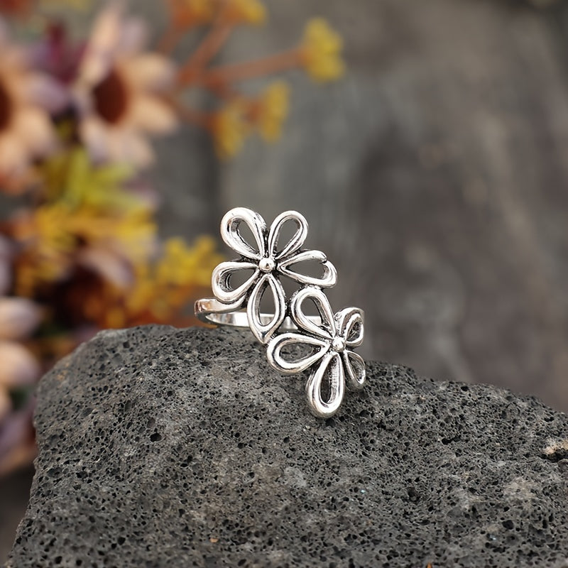 European and American flower opening adjustable women's ring