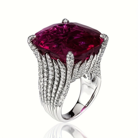 1 Ladies Anniversary Ring Luxury Inlaid Synthetic Zirconia Ring Ladies Proposal Engagement Wedding Ring Banquet High-end Jewelry Valentine's Day Gift