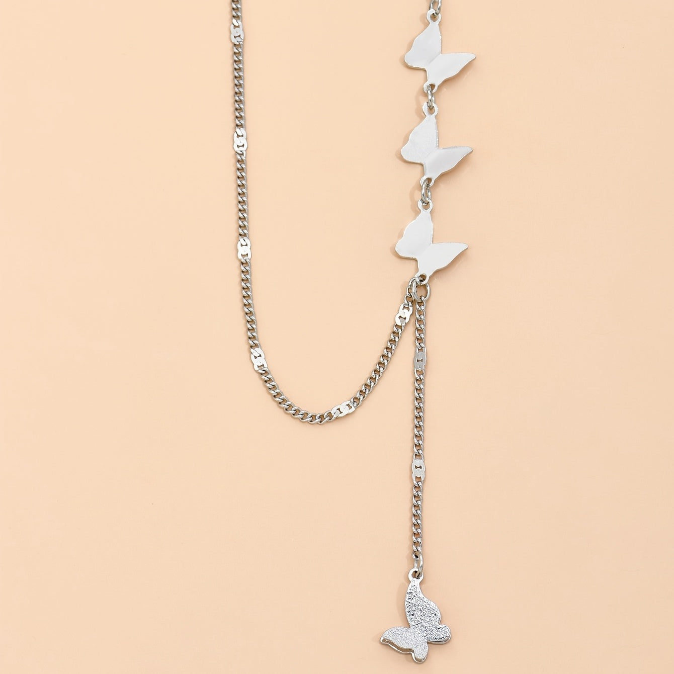 Y-chain necklace butterfly pendant elegant neck jewelry women's jewelry