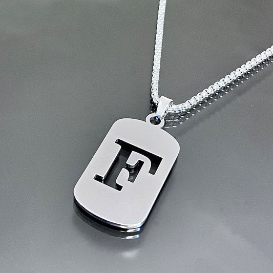 1 piece initial pendant necklace, 201 stainless steel, hollow design, non-fading, stylish punk street hip-hop accessories, unisex sweater chain