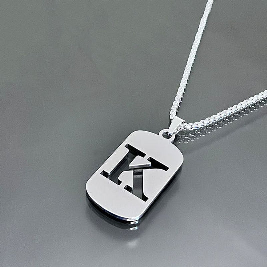 1 piece initial pendant necklace, 201 stainless steel, hollow design, non-fading, stylish punk street hip-hop accessories, unisex sweater chain