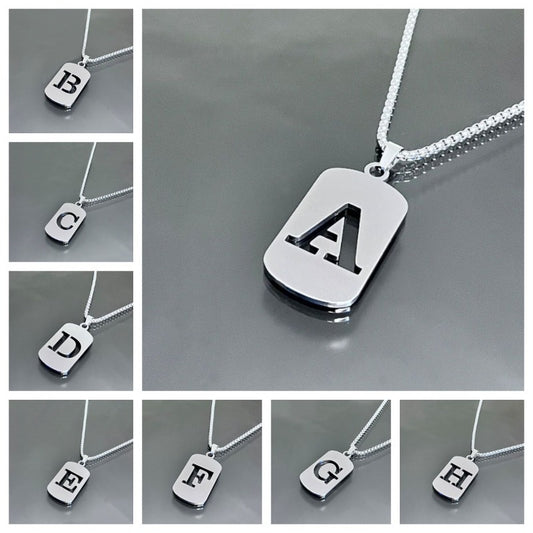 1 piece initial pendant necklace, 201 stainless steel, hollow design, non-fading, stylish punk street hip-hop accessories, unisex sweater chain