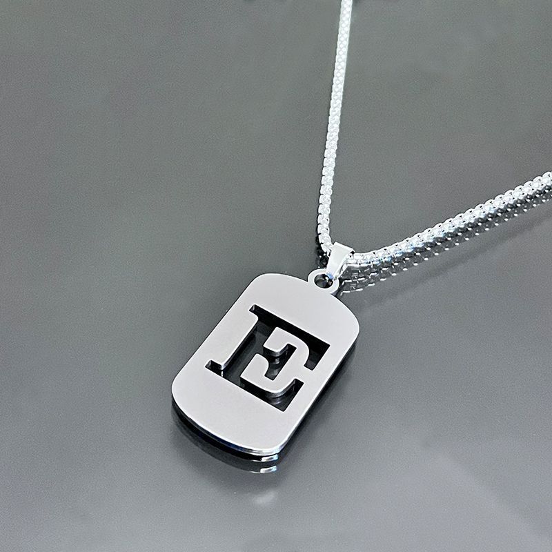 1 piece initial pendant necklace, 201 stainless steel, hollow design, non-fading, stylish punk street hip-hop accessories, unisex sweater chain