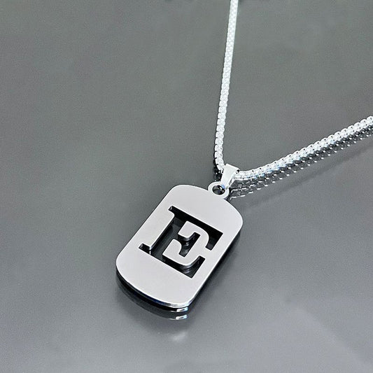 1 piece initial pendant necklace, 201 stainless steel, hollow design, non-fading, stylish punk street hip-hop accessories, unisex sweater chain