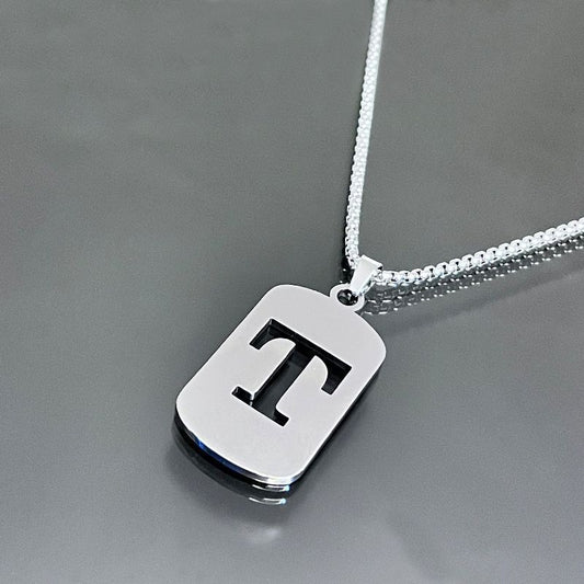 1 piece initial pendant necklace, 201 stainless steel, hollow design, non-fading, stylish punk street hip-hop accessories, unisex sweater chain