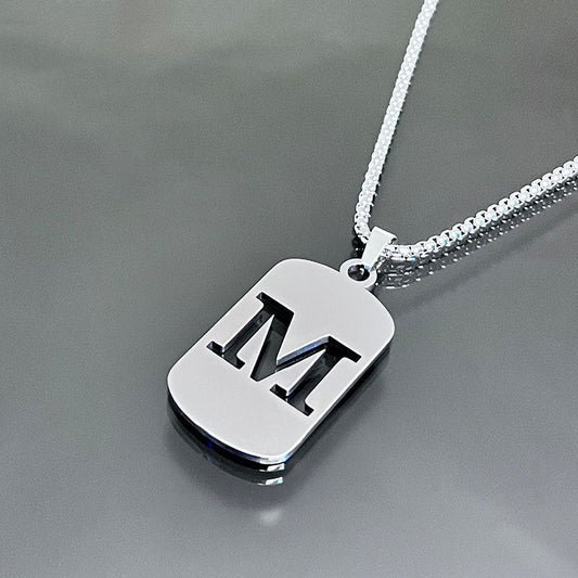 1 piece initial pendant necklace, 201 stainless steel, hollow design, non-fading, stylish punk street hip-hop accessories, unisex sweater chain