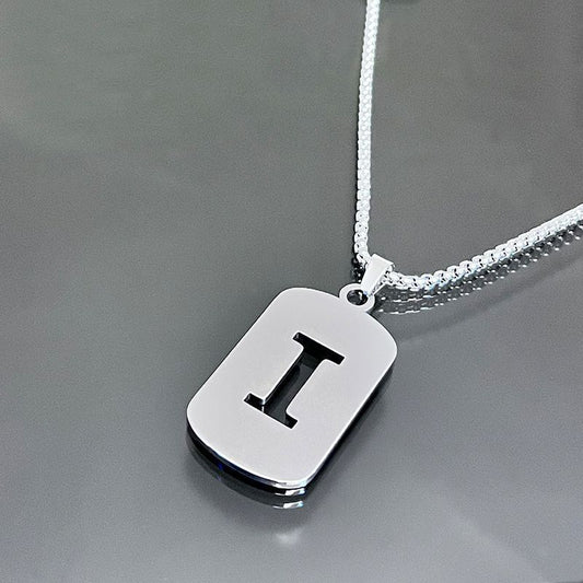 1 piece initial pendant necklace, 201 stainless steel, hollow design, non-fading, stylish punk street hip-hop accessories, unisex sweater chain