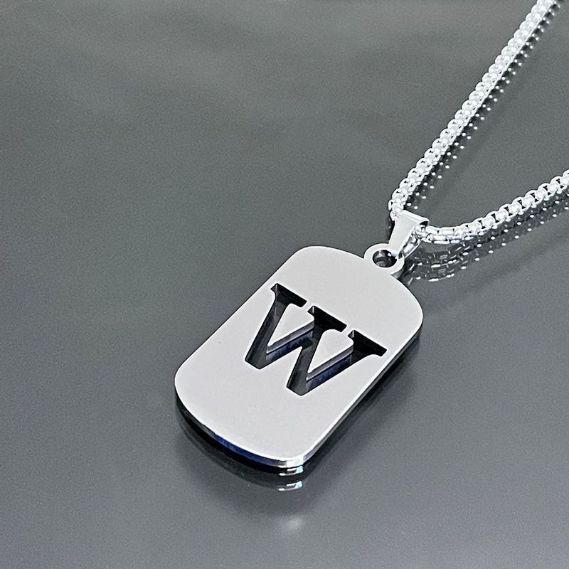 1 piece initial pendant necklace, 201 stainless steel, hollow design, non-fading, stylish punk street hip-hop accessories, unisex sweater chain
