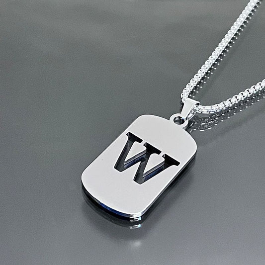 1 piece initial pendant necklace, 201 stainless steel, hollow design, non-fading, stylish punk street hip-hop accessories, unisex sweater chain