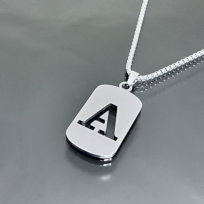 1 piece initial pendant necklace, 201 stainless steel, hollow design, non-fading, stylish punk street hip-hop accessories, unisex sweater chain