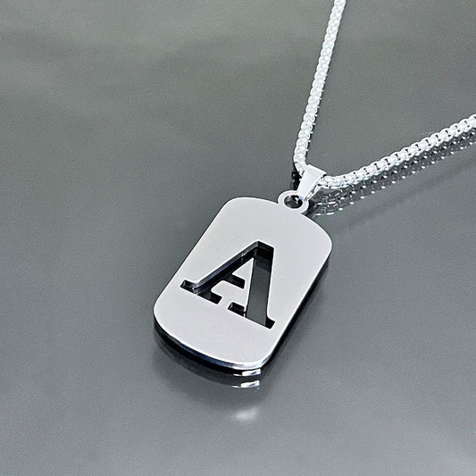 1 piece initial pendant necklace, 201 stainless steel, hollow design, non-fading, stylish punk street hip-hop accessories, unisex sweater chain
