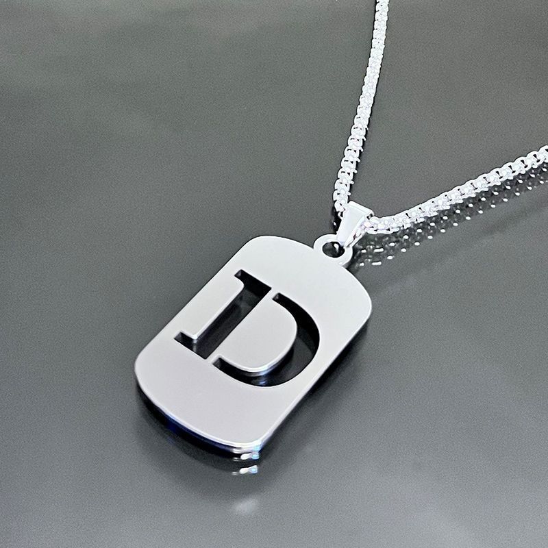 1 piece initial pendant necklace, 201 stainless steel, hollow design, non-fading, stylish punk street hip-hop accessories, unisex sweater chain