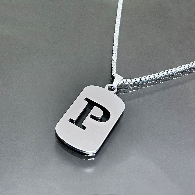 1 piece initial pendant necklace, 201 stainless steel, hollow design, non-fading, stylish punk street hip-hop accessories, unisex sweater chain