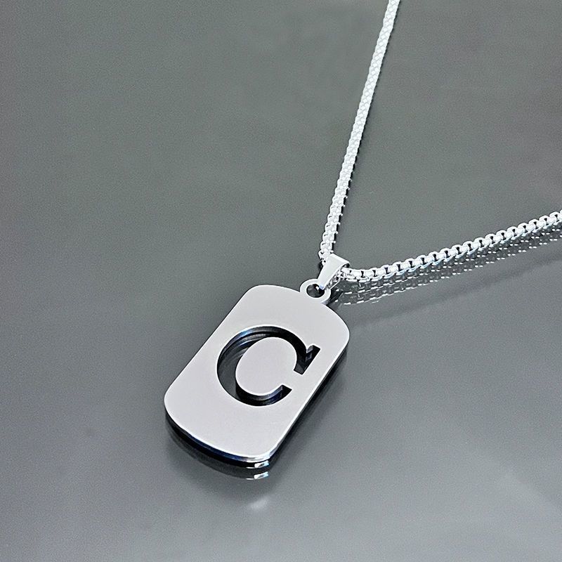 1 piece initial pendant necklace, 201 stainless steel, hollow design, non-fading, stylish punk street hip-hop accessories, unisex sweater chain