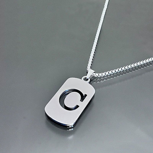 1 piece initial pendant necklace, 201 stainless steel, hollow design, non-fading, stylish punk street hip-hop accessories, unisex sweater chain
