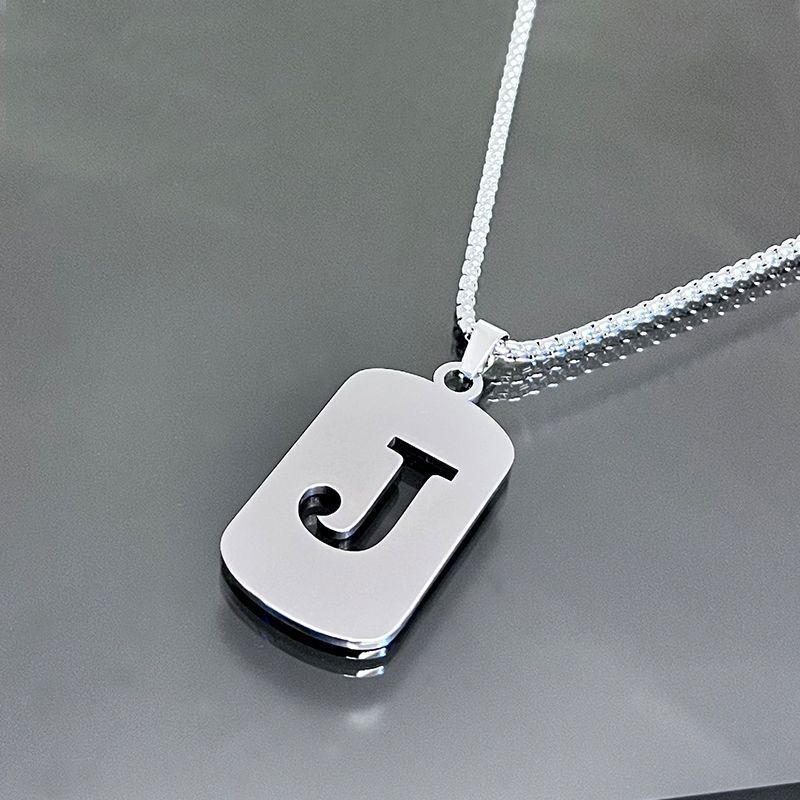 1 piece initial pendant necklace, 201 stainless steel, hollow design, non-fading, stylish punk street hip-hop accessories, unisex sweater chain