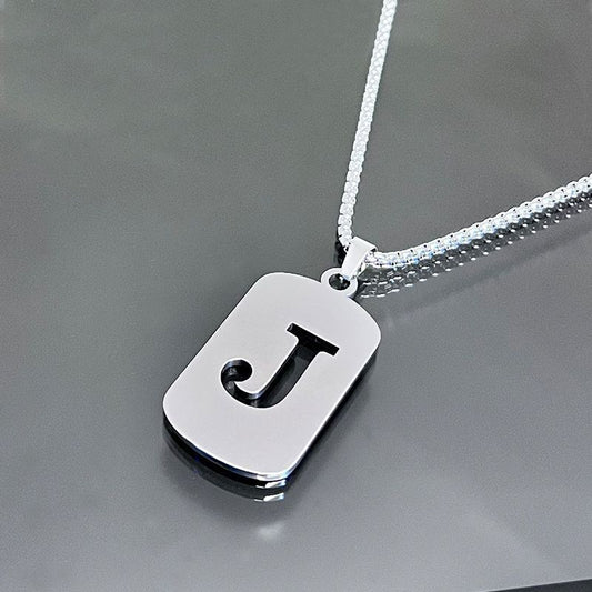 1 piece initial pendant necklace, 201 stainless steel, hollow design, non-fading, stylish punk street hip-hop accessories, unisex sweater chain