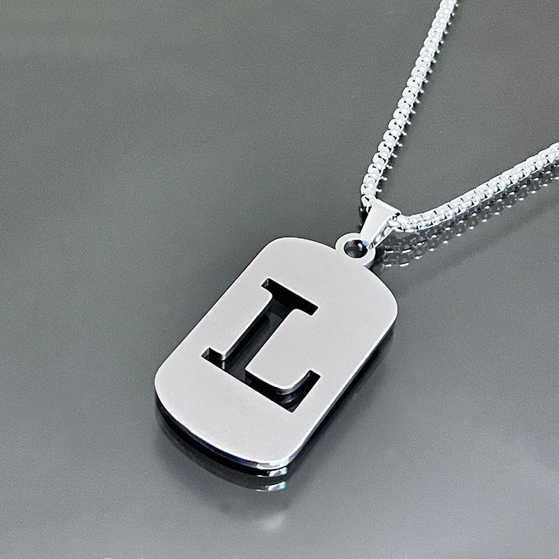 1 piece initial pendant necklace, 201 stainless steel, hollow design, non-fading, stylish punk street hip-hop accessories, unisex sweater chain