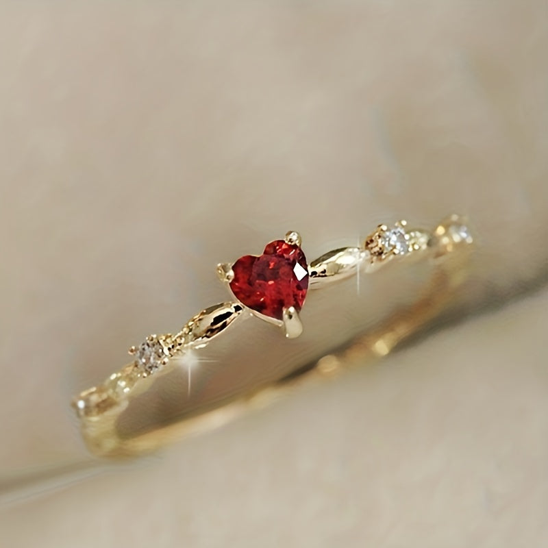 Exquisite Promise Ring 18k Gold Plated with Sparkling Gemstone Heart Gold or Silver Make Your Call Engagement Wedding Ring