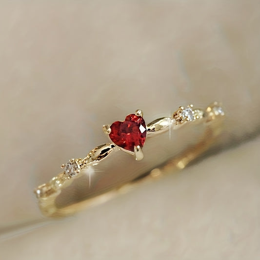 Exquisite Promise Ring 18k Gold Plated with Sparkling Gemstone Heart Gold or Silver Make Your Call Engagement Wedding Ring