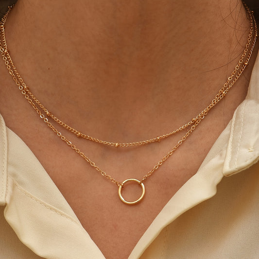 Delicate chain necklace with hollow round delicate adjustable neck chain, suitable for women