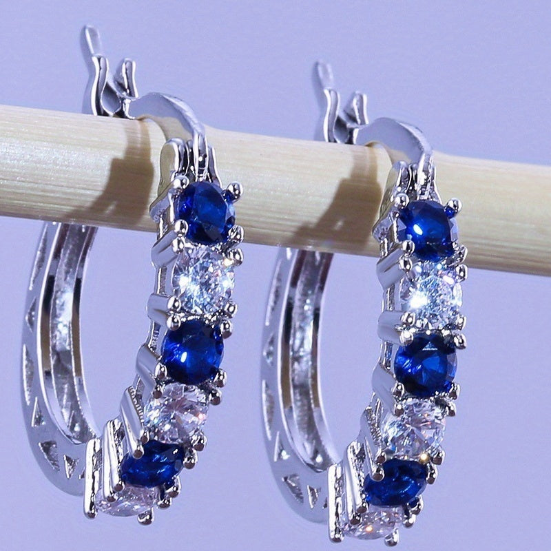 Silver Plated Color Stylish Zircon Earrings Women's, Stylish, Perfect for Any Special Occasion