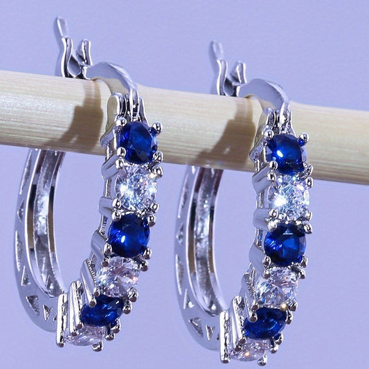 Silver Plated Color Stylish Zircon Earrings Women's, Stylish, Perfect for Any Special Occasion