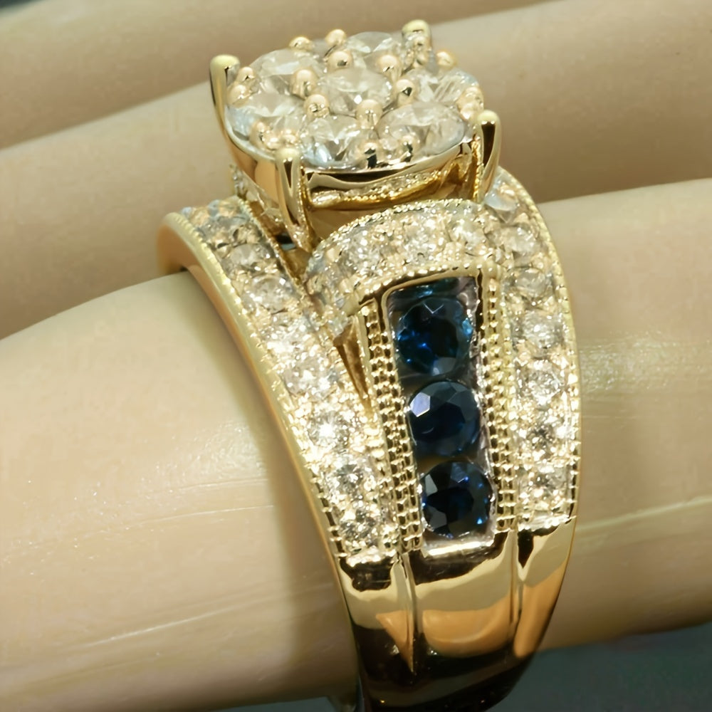 1 Deluxe Gothic Synthetic Zirconia Ring, April Birthday Stone, Copper Band, , Engagement, Weddings, Parties, Ramadan Jewelry, Everyday and Party Wear, All Seasons