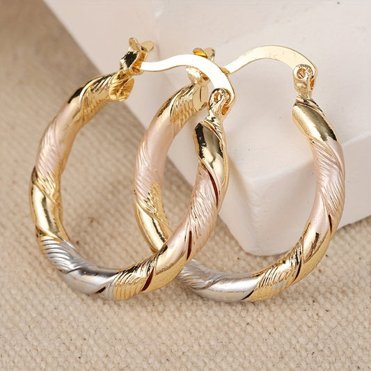 Vintage bohemian style 14K gold-plated copper round earrings, women's fashion jewelry accessories, suitable for daily wear and gift giving, Valentine's Day and all seasons