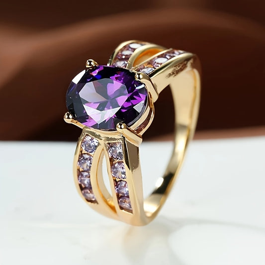 1 Luxury Oval Mysterious Synthetic Zircon Ring Ladies Engagement Wedding Ring Gift