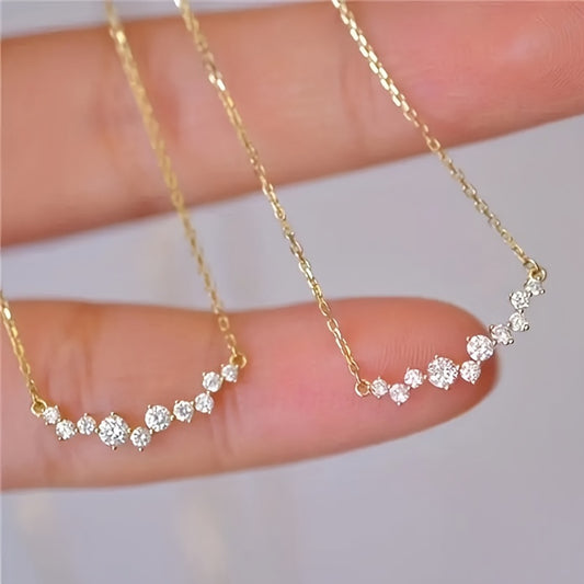 Elegant Ladies Cubic Zirconia Pendant Necklace - Perfect for Weddings and Engagements, April Birthstones, Copper Synthetic Gemstones