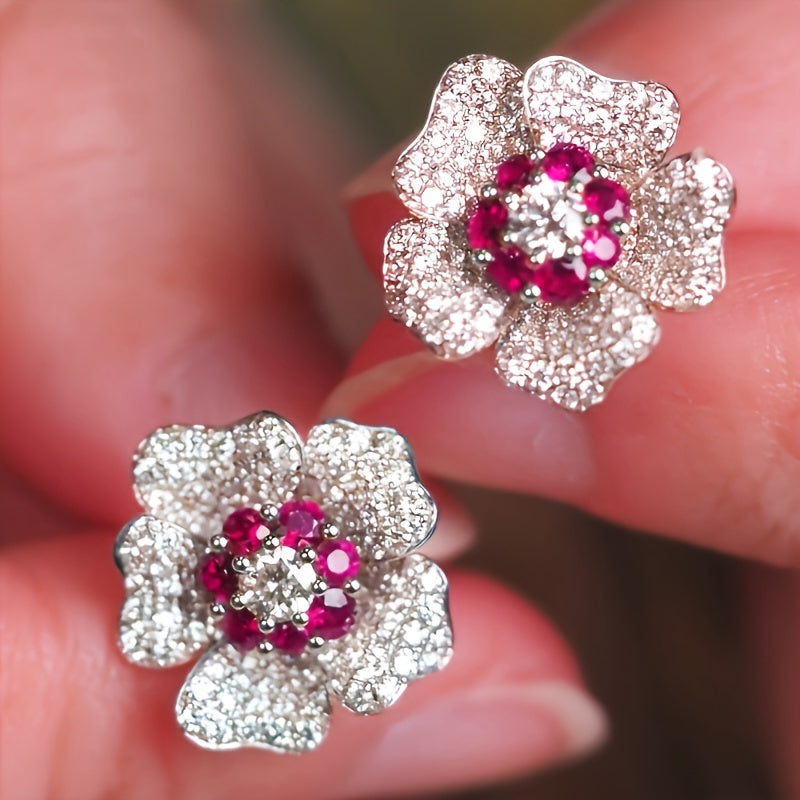 Stylish earrings with shiny zircon and floral designs are perfect for parties and everyday elegance.
