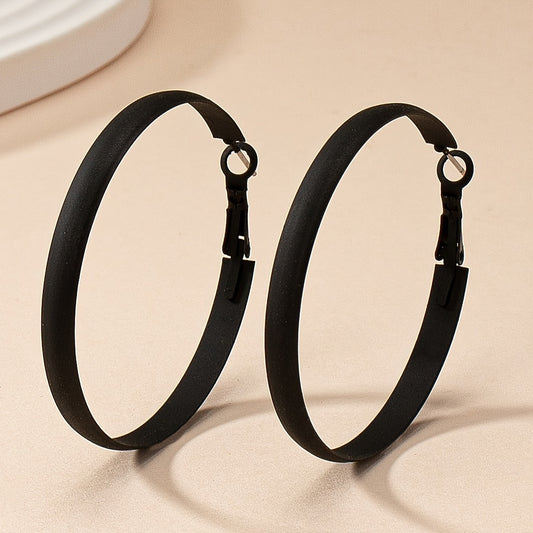 Simple Black Hoop Earrings Vintage Gothic Style Unique Statement Female Ears Decorative Alloy Jewelry Party Everyday Wear