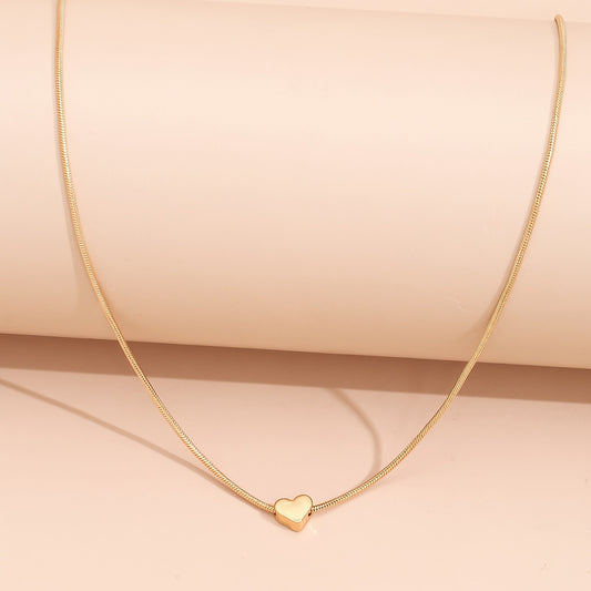 Ladies heart star pendant collarbone snake chain necklace