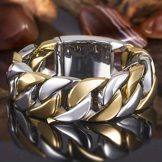 Unisex punk silver-plated twisted chain ring with jewelry party decor