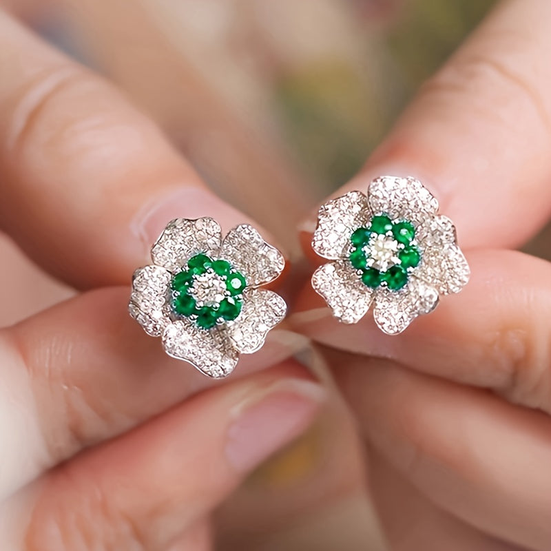 Stylish earrings with shiny zircon and floral designs are perfect for parties and everyday elegance.