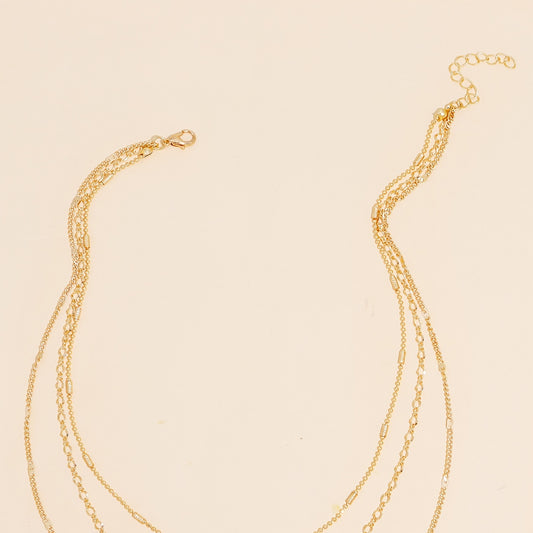 Minimalist multi-layer chain necklace women's thin chain plated 14k gold long necklace accessories gifts